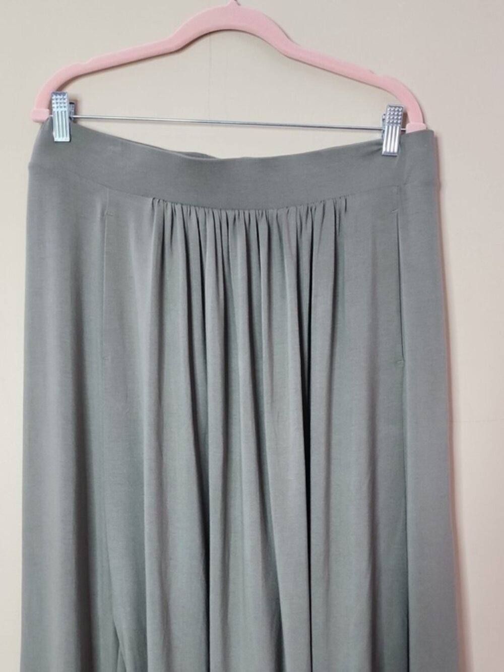 Chico’s Maxi Skirt Pockets Pale Sage Green Pull On Sz 2/large Boho Lagenlook - Picture 4 of 11